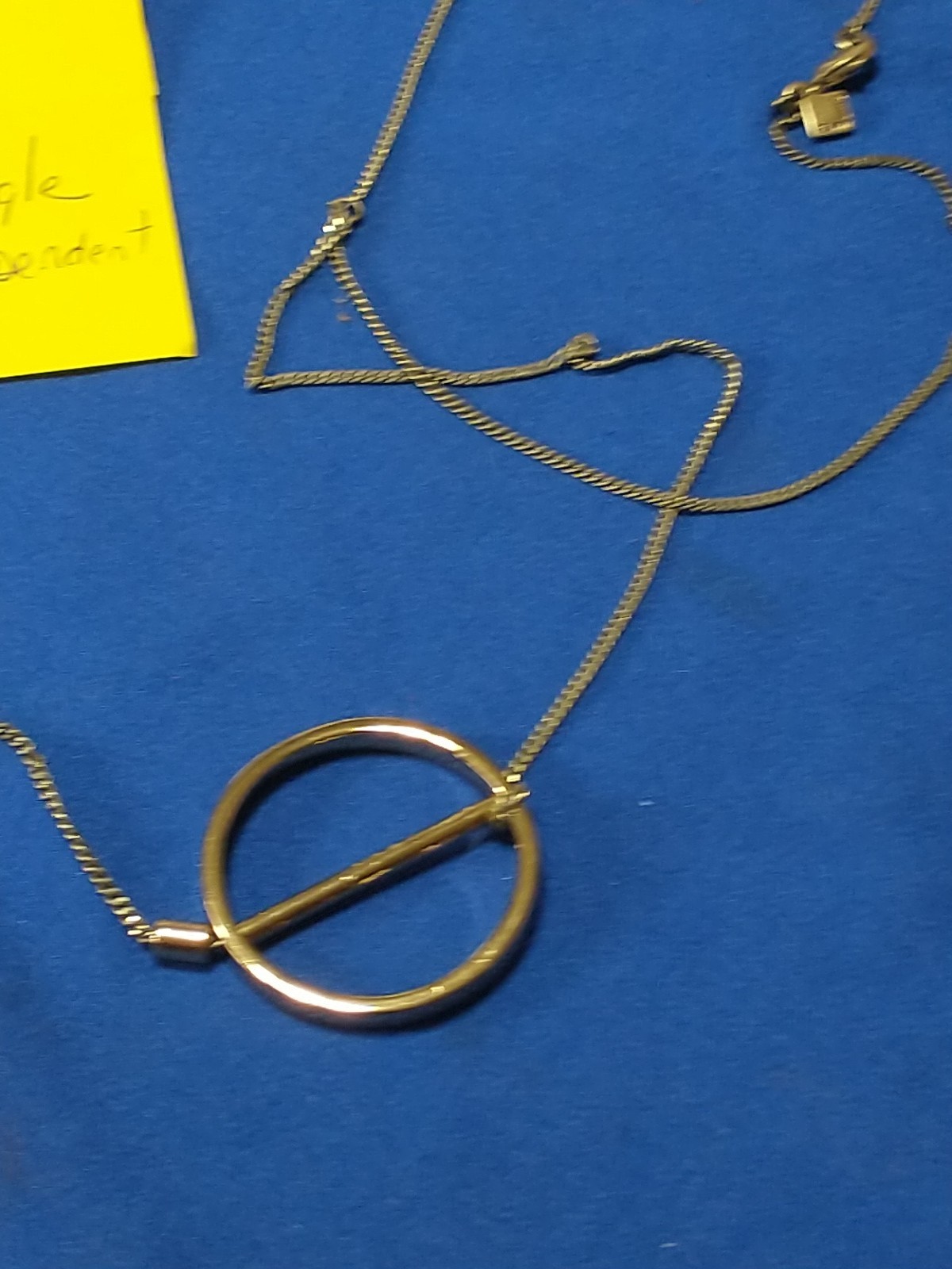 JENNY BIRD JB LARIAT GOLD TONE CHAIN NECKLACE 16"+ 12 1/2" DANGLE 1 3/8" PENDANT