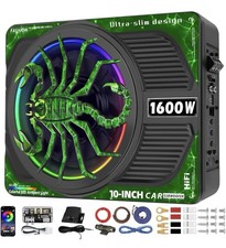 Subwoofer Sottosella Sottile 1600W con Amplificatore Integrato, Luce RGB Beat-Synced