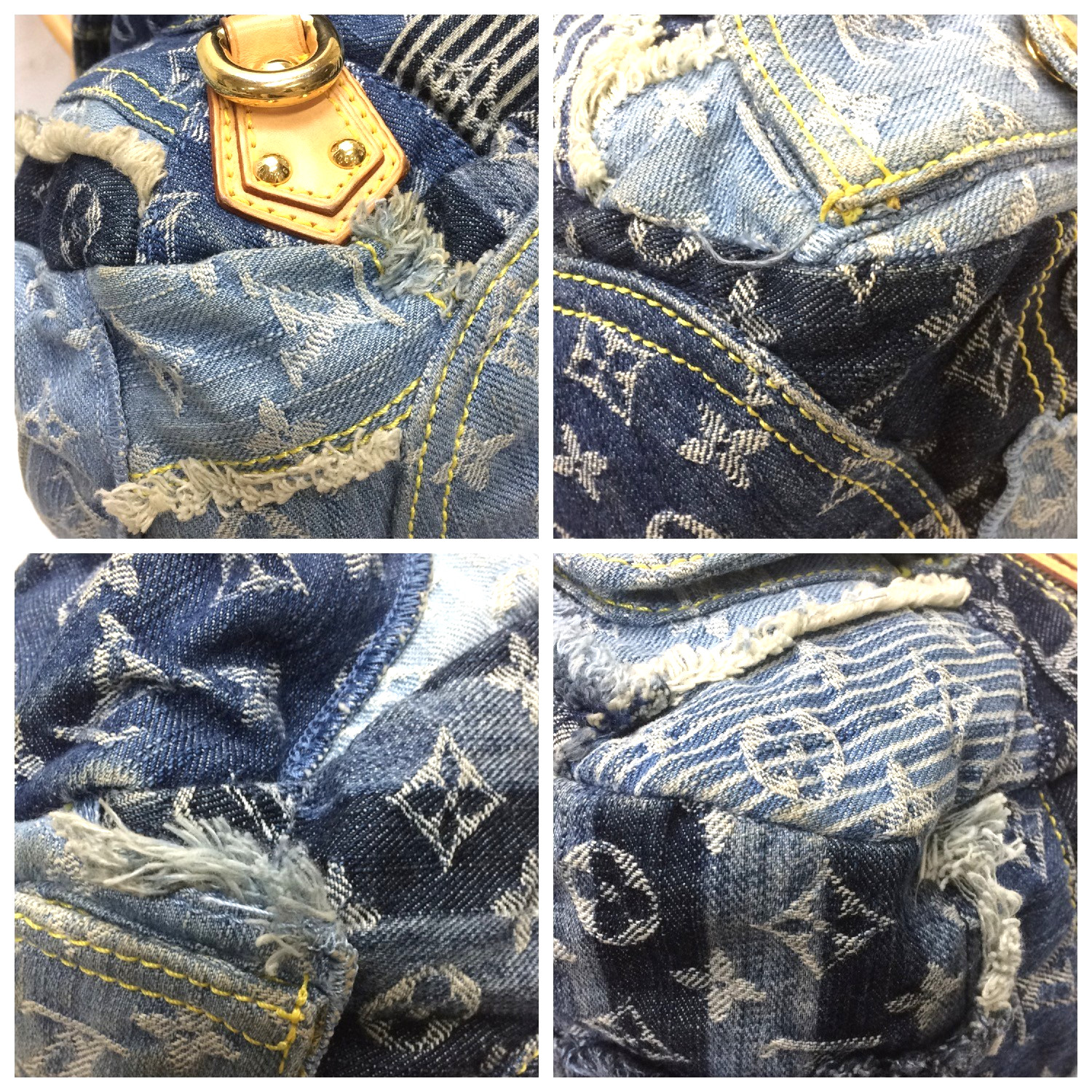 Auth LOUIS VUITTON Limited Edition Monogram Denim Patchwork Hand Bag 8J120420SS image 5
