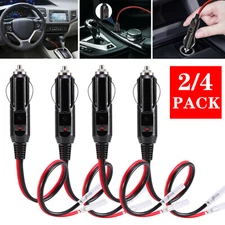 2/4PCS Fused 12V ~ 24V Male Car Cigarette Lighter Plug Socket Connector Cable US