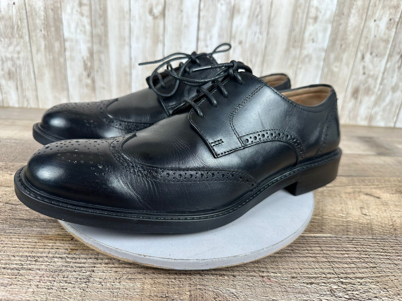 SAOLA Scarpe eleganti da uomo Johnston & Murphy derby in pelle nera con punta alare taglia 11 5 M
