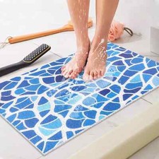 Shower Mat Non-Slip, Soft Comfort Bath Mat with Drainage Holes, PVC Loofah Massa
