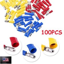100pcs cold Pressed Bullet Wire Connectors 22-10AWG Male/Female Crimp Terminals