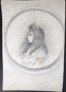 Détails Sur Dessin Fusain Sanguine Portrait Jeune Fille Signé Yves Guerec Siècle Xixe