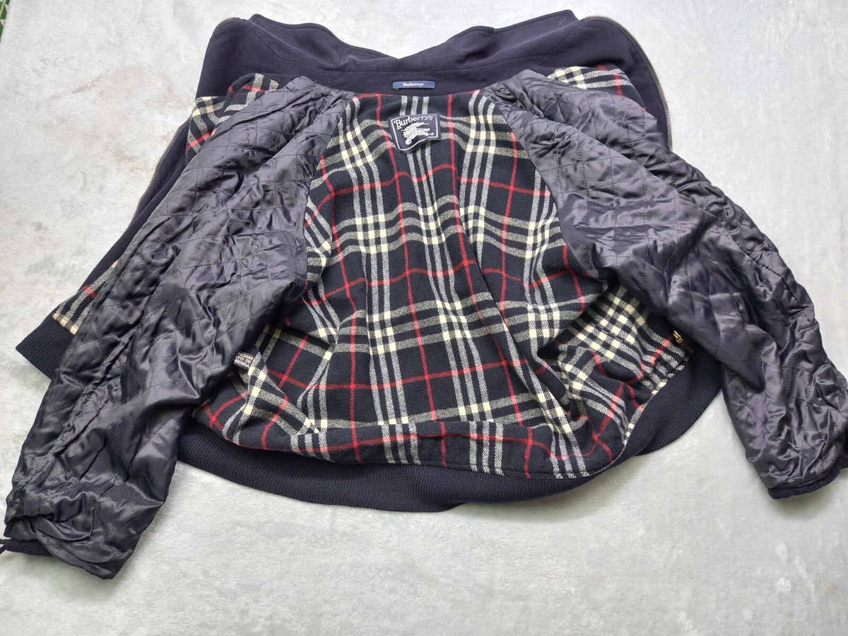 VINTAGE BURBERRY Bomber Jacket Winter Nova Check Men's WOOL