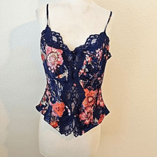 Vintage Gold Label Victoria  s Secret Floral and Lace Button Up Camisole M