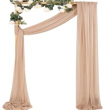 Wedding Arch Draping Fabric 2 Panels of 20Ft Nude Chiffon-Drapery for Outdoor...