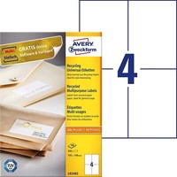 Avery Zweckform LR3483 Recycling Etiketten (400 Klebeetiketten, 105X148Mm Auf A4