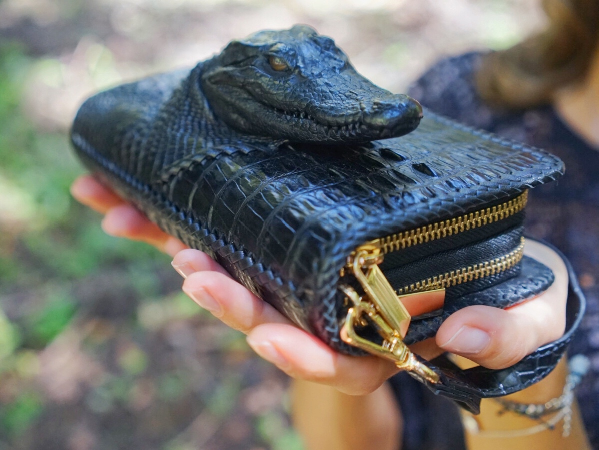 100% GENUINE CROCODILE HEAD FULL SKIN WALLET BLACK ONLY | eBay