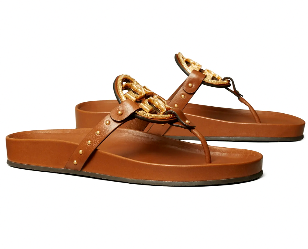 TORY BURCH METAL MILLER CLOUD SANDAL VINTAGE VACHETTA