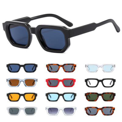 Retro Rechteckige Sonnenbrille Dicke Schmale Quadratische Schildpatt Brille