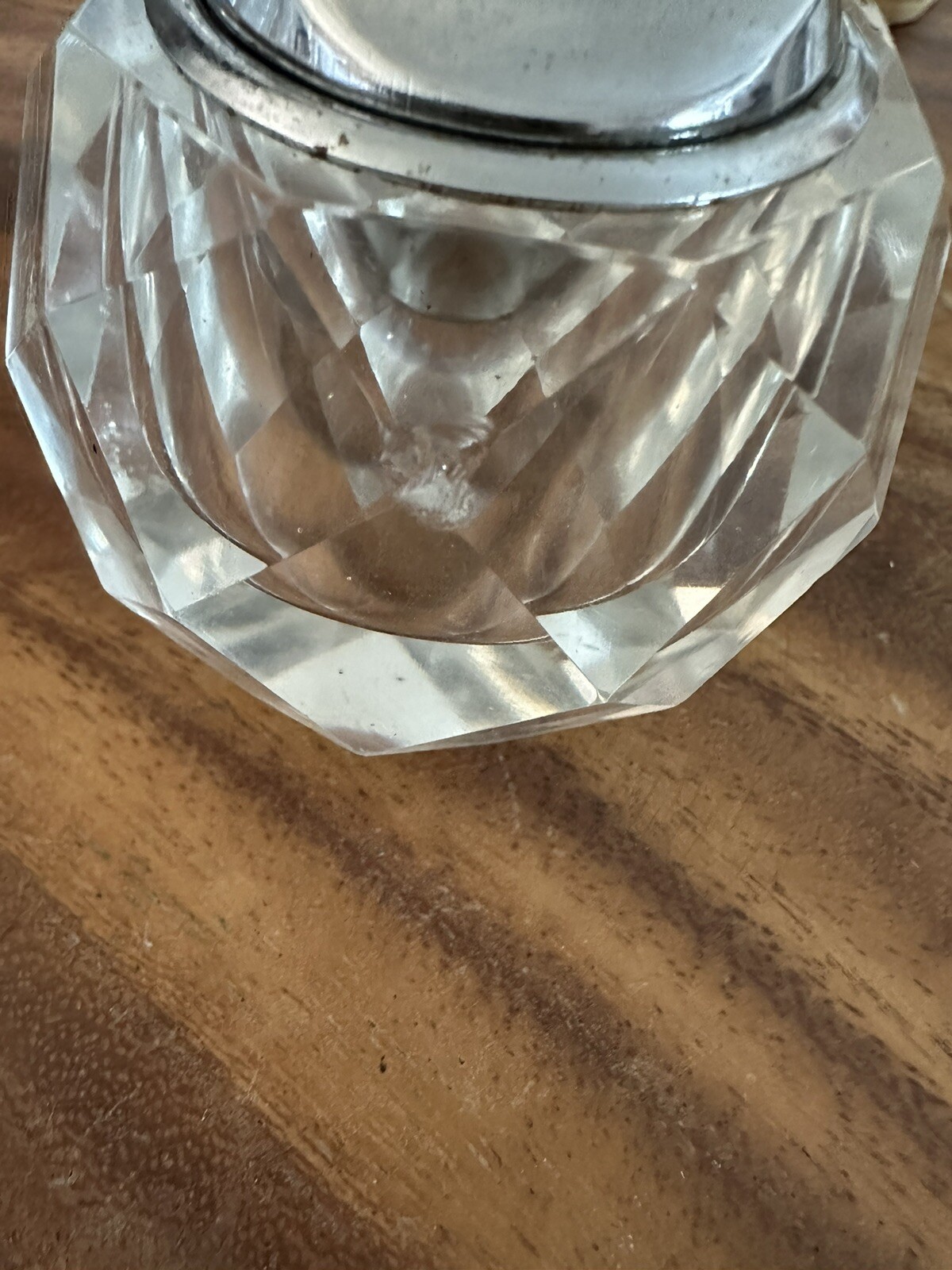 Vintage Table Cigarette Lighter Heavy Cut Glass Retro