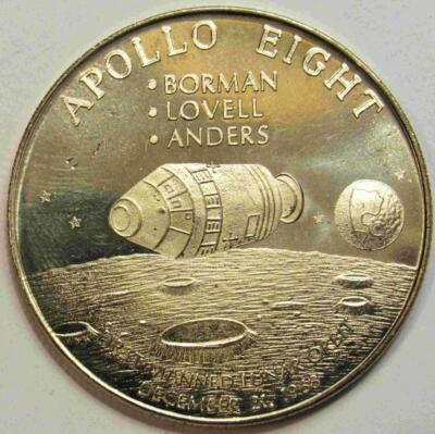 APOLLO 8 CREW COIN FIRST MANNED LUNAR ORBIT MINTED BACK IN 1960'S NEW COND.
