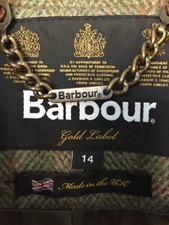 Women’s New Barbour Danford Coat With Leather Trimmings Size14