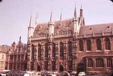 1958 Cars Parked at Bruges Town Hall Belgium June Vintage 35mm Slide