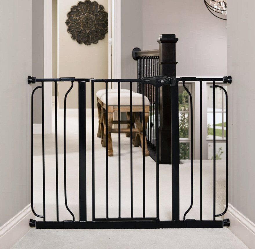 regalo extra wide baby gate black