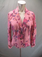 Cabi Size 8 Women Pink Cotton Blend Pocket Lapel 2-Button Lightweight Blazer 454