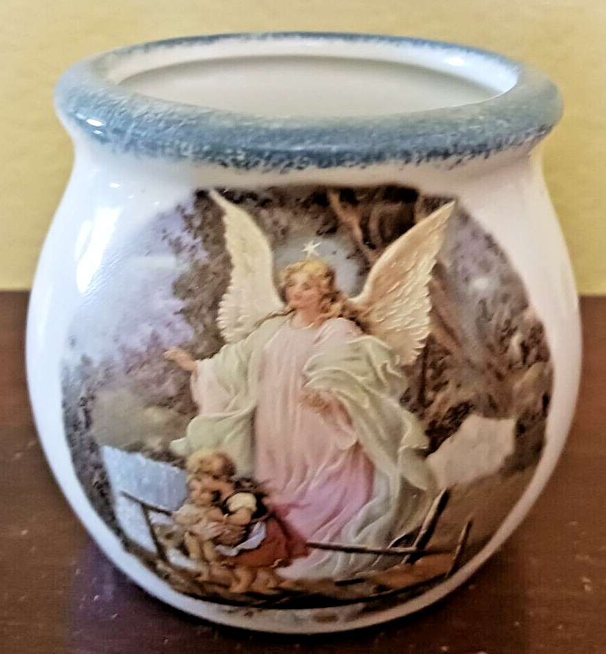 3.5" TALL CERAMIC VASE/BOWL GUARDIAN ANGEL TEA LIGHT/VOTIVE/CANDLE