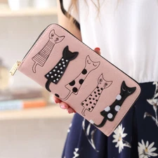 Cute Cat Wallets for Ladies Women's Kitty Coin Purses Bag with Zipper Best Gifts