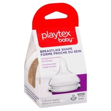 Playtex Baby Breastlike Fast Flow Baby Bottle Nipples 2-Pack For VentAire Or Nur
