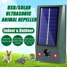 Ahuyentador LED De Perros Repelente Para Gatos Aves Espanta Animales USB/Solar