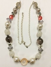 NUEVO COLLAR CADENA LARGA CHICO'S PIEDRA LUNAR PERLAS BOHO PLATA CEPILLADA V225