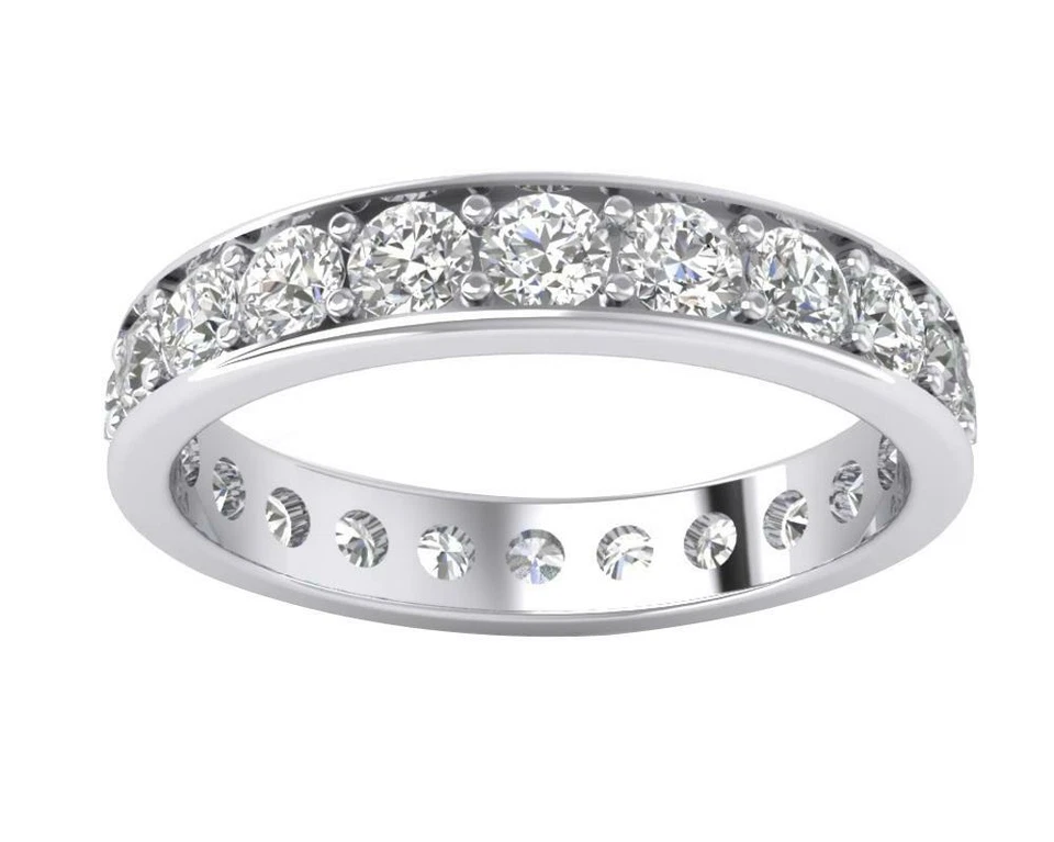 Eternity Wedding Ring Natural Diamond  SI1 G 2.10 Ct 14K White Gold Appraisal - Image 2 of 4