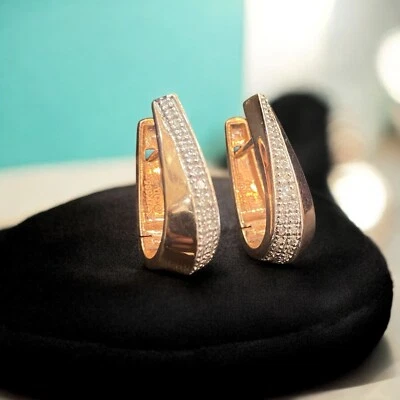 0,60 Cts Runder Brillantschliff Diamanten Clip-On Creolen Ohrringe 14K Roségold - Bild 1 von 4