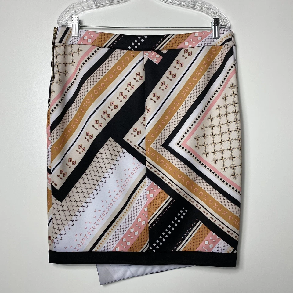 bar iii Mujer Líneas Geométricas Formas Estampado Imitación Abrigo Falda Talla XL Foto 4 de 4