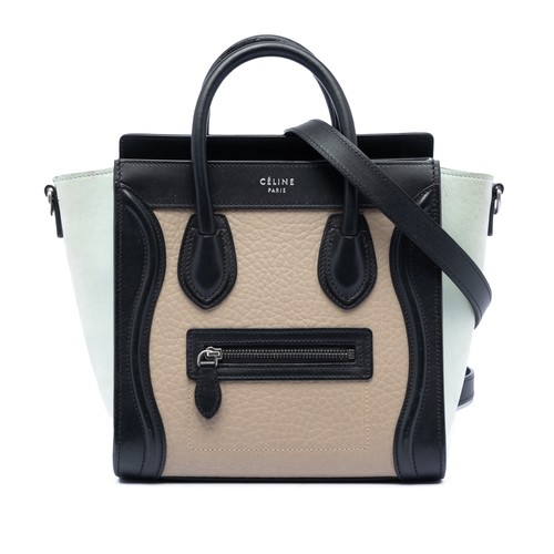 Celine Nano Tricolor Leather Luggage Tote Pre-Loved Multi