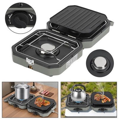 Campingkocher Herd Faltbarer Herd Camping-Kocher 2in1 Gasherd Camping Gasgrill