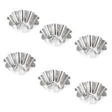 6 Pcs Metal Cupcake Cups Stainless Steel Tart Mold For Baking Desserts