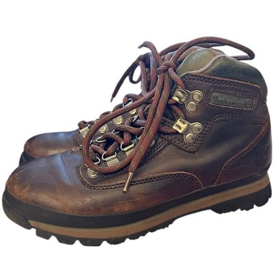 Timberland Vintage 90s Euro Hiker Brown Leather Boots Gorpcore Crunchy Granola