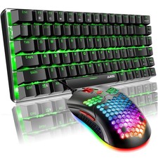 Gaming Keyboard and Mouse and Mouse Pad,Wired Green Backlit Mechanical Keyboa...