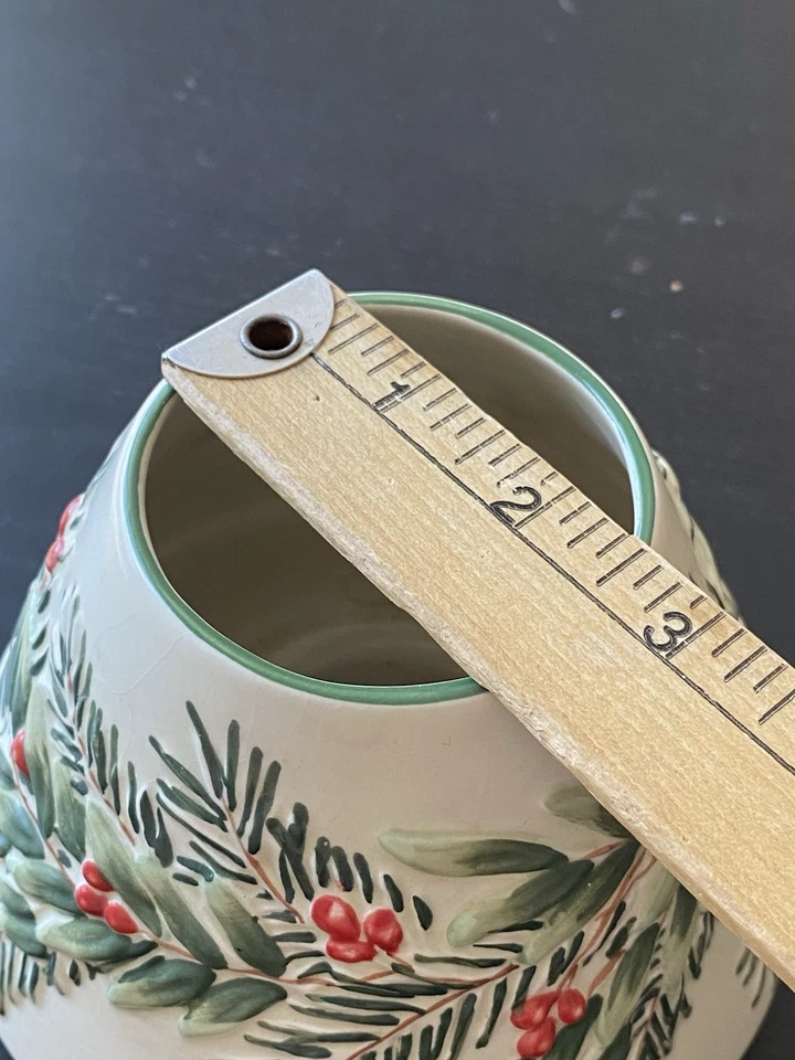 洋基蜡烛陶瓷阴影冬青松红色 3D 复古 4 英寸圣诞节 — 第 4/4 张图片