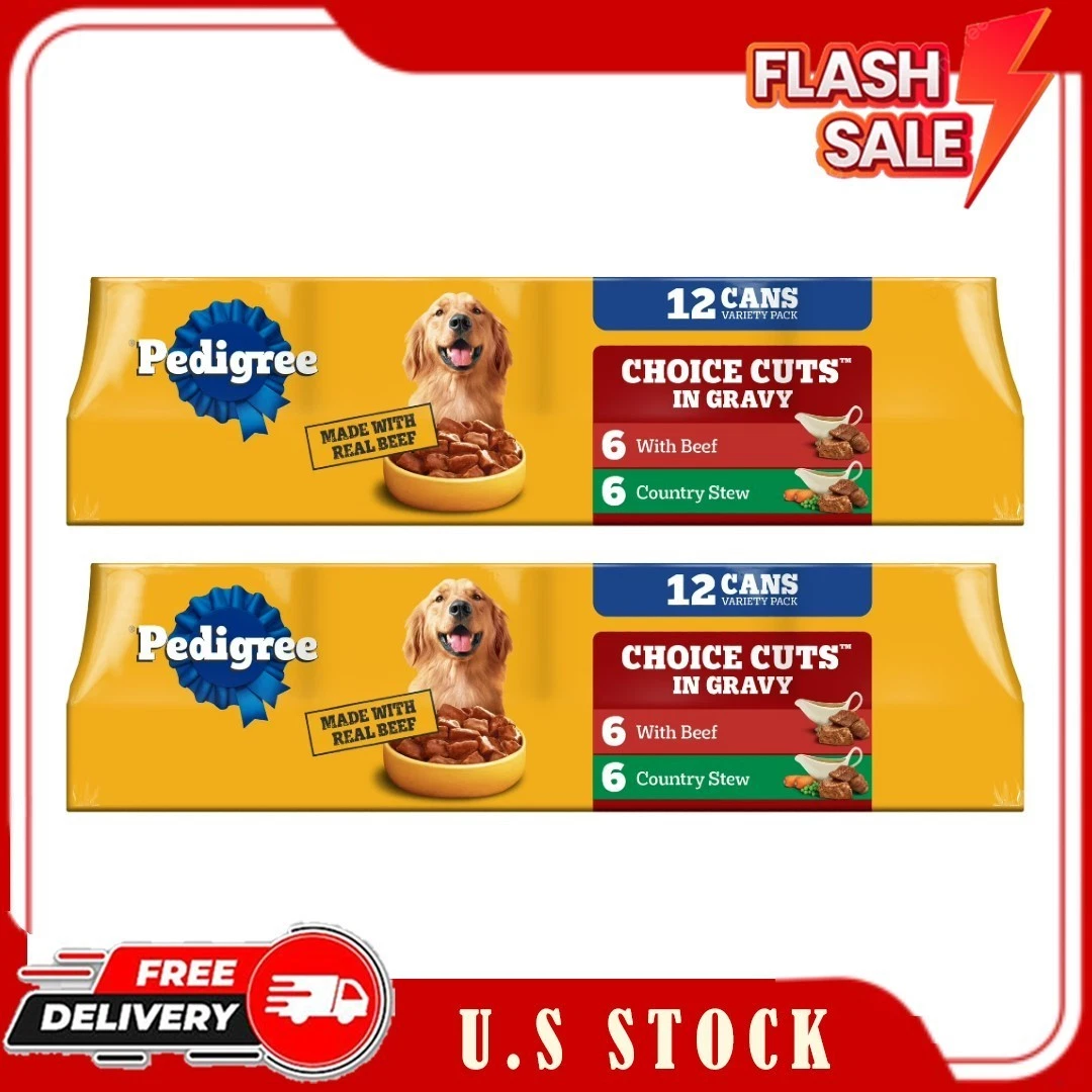 (2 Pack) Pedigree Choice Cuts in Gravy with Beef Wet Dog Food, 13.2 oz, 12 Ct