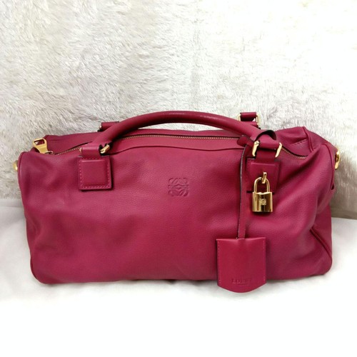LOEWE handbag, mini Boston style, pink and purple. #QY4CBI