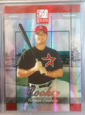 2002 Donruss Elite Morgan Ensberg rookie card (#198) rainbow foil /1500. rookie card picture
