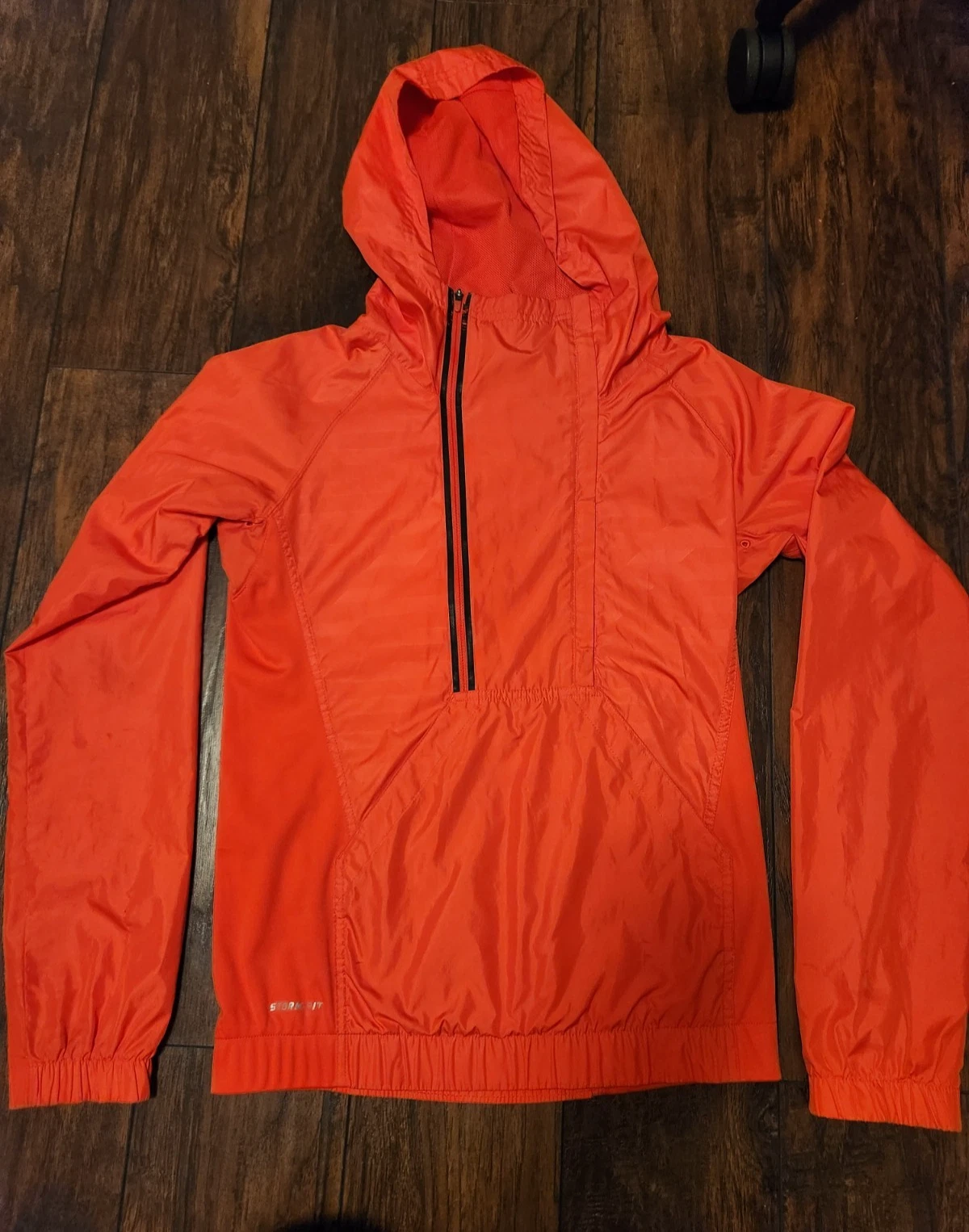 Nike Jacket Men's Small Orange Storm-FIT Hooded Half-Zip Windbreaker Rain