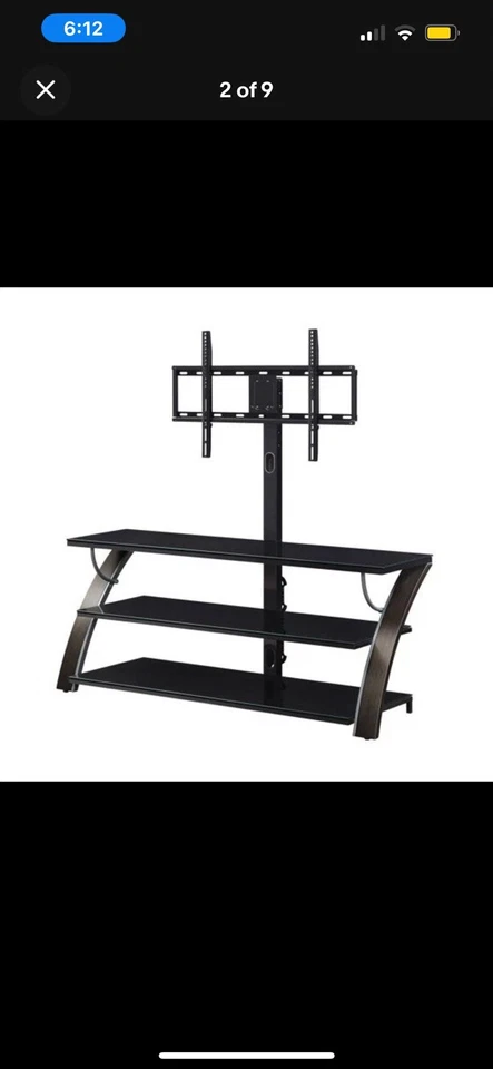 Soporte de TV Whalen TV de almacenamiento TV de hasta 65 pulgadas con 3 estantes de vidrio templado con pantalla Foto 2 de 2