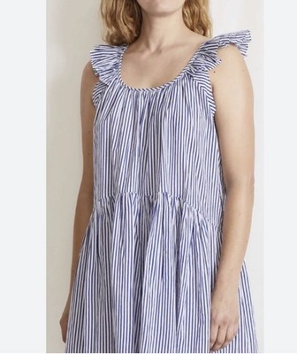 Apiece Apart Blue White Striped Mini Dress Flowy Size Medium