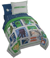 Minecraft 7pc Full Bed Set - Includes Comforter, Sheet Set  Decorative Pillo...