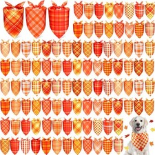  NEW 100 Pcs Thanksgiving Dog Bandanas  Bulk  Plaid  25 Styles