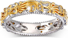 Coppia Di Fedi Nuziali in Argento Sterling, per Uomo, Donna, Fiore, Foglia, Anel