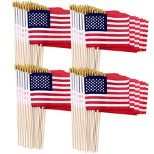 200 Pack Small American Flags on Stick, 4X6 Inch Mini Handheld Flags