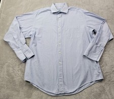 Vintage Brooks Brothers Makers Shirt Mens 16.5/33 Blue Button Up White Stripe