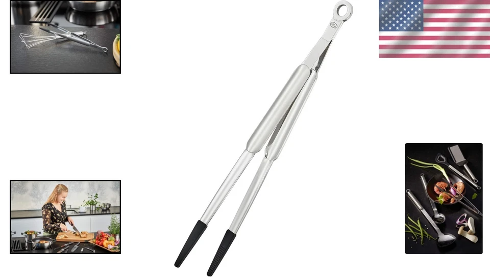 Pinzas de cocina de acero inoxidable con punta de silicona Foto 2 de 4