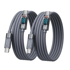 USB C to USB C Cable with LED Display 100W 3.3ftPack 3.3 3.3ft 2 Grey