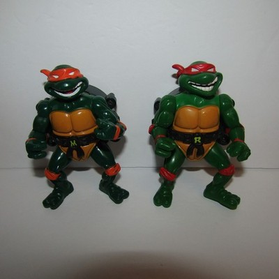 Teenage Mutant Ninja Turtles Raphael & Michelangelo 4'' Action Figures 1991 TMNT