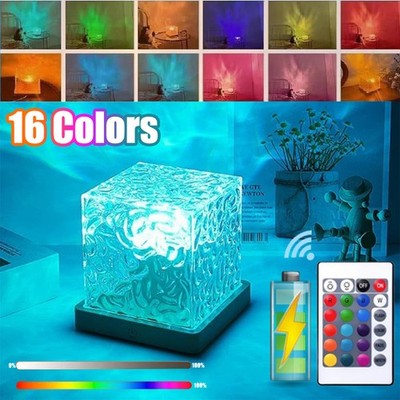 Ocean Wave Projector Lamp Aurora Rechargeable 16 Colors LED Night Light Bedroom